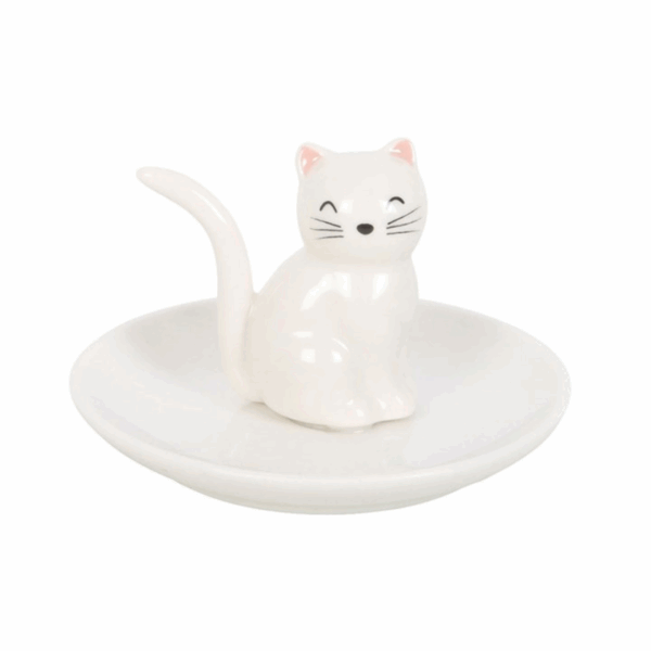Sitting White Cat Face Trinket Dish - Image 2