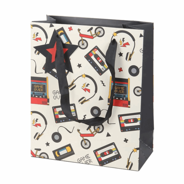 23cm Medium Retro 80s Print Gift Bag - Image 2