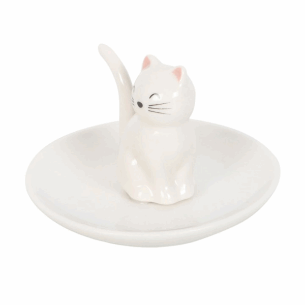 Sitting White Cat Face Trinket Dish - Image 3