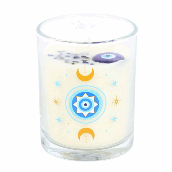 Under Watchful Eyes White Rose Candle with Crystals - Image 3