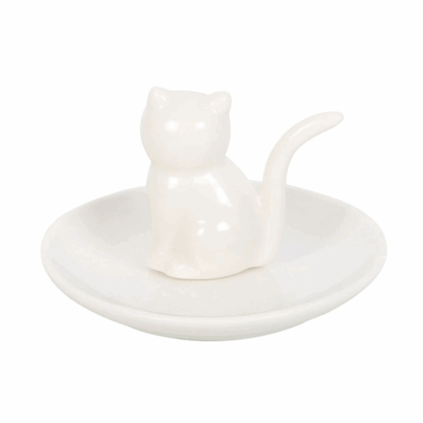 Sitting White Cat Face Trinket Dish - Image 4