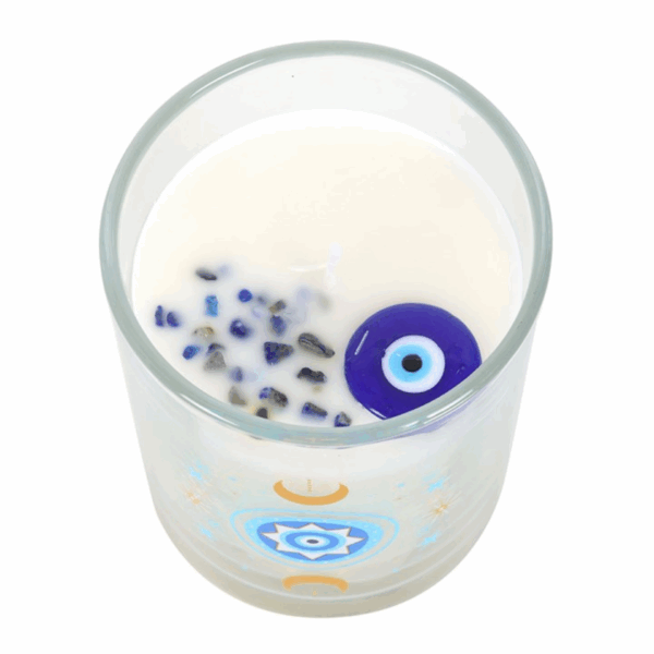 Under Watchful Eyes White Rose Candle with Crystals - Image 4