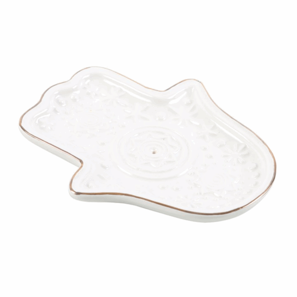 White Hand of Hamsa Incense Holder and Trinket Dish - Image 4