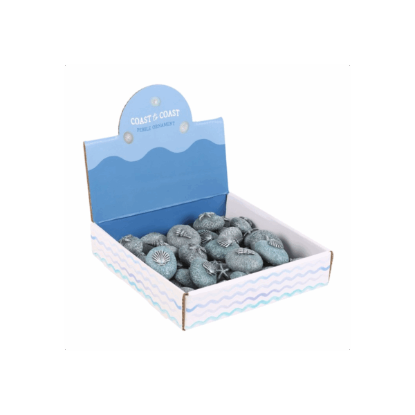Set of 36 Resin Pebble Ornaments in Display - Image 2