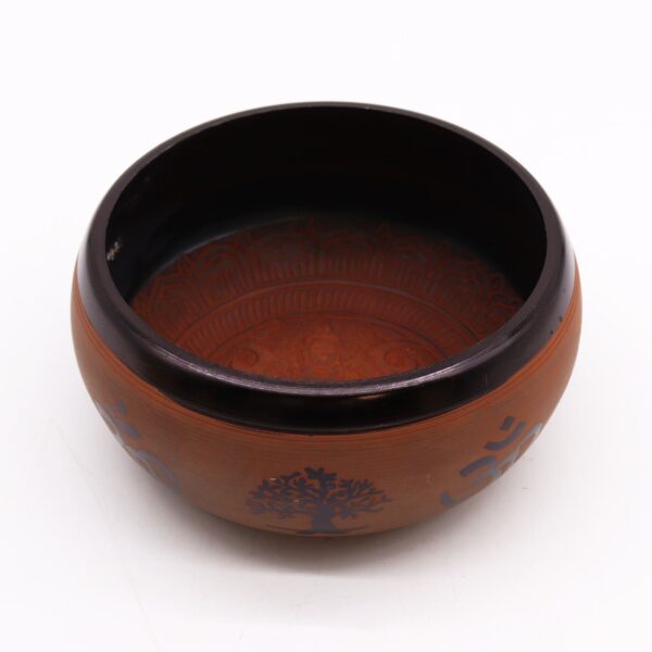 Earth Powder Singing Bowl - Clay Om  Buddha - 16cm - Image 2