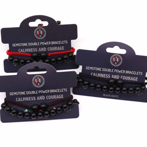 Gemstone Double Power Bracelets- Black Agate - Image 2