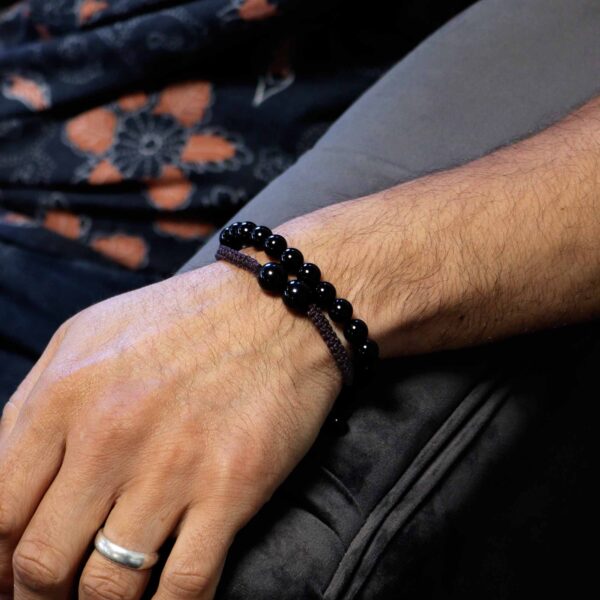 Gemstone Double Power Bracelets- Black Agate - Image 3