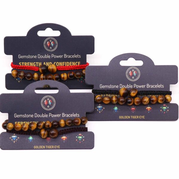Gemstone Double Power Bracelets- Tiger Eye - Image 2