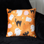 Square Sweet and Spooky Ghost Print Cushion