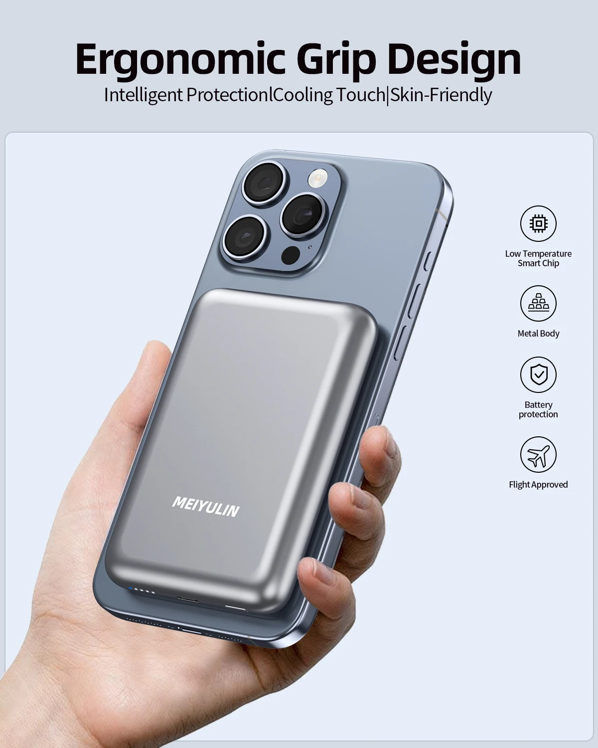 10000mAh Power Bank Magnetic Wireless Metal Fast Charging PD20W Type C Port Battery Pack Portable Powerbank for iPhone Samsung 4