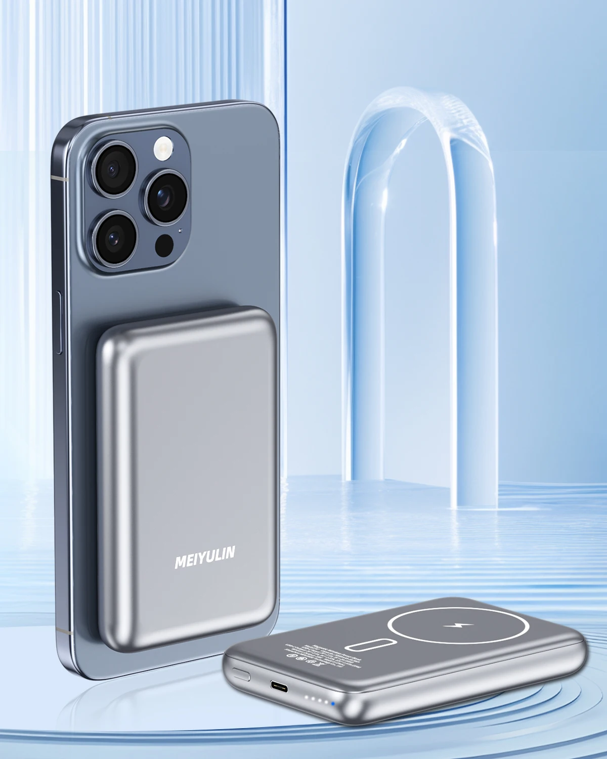 10000mAh Power Bank Magnetic Wireless Metal Fast Charging PD20W Type C Port Battery Pack Portable Powerbank for iPhone Samsung 2