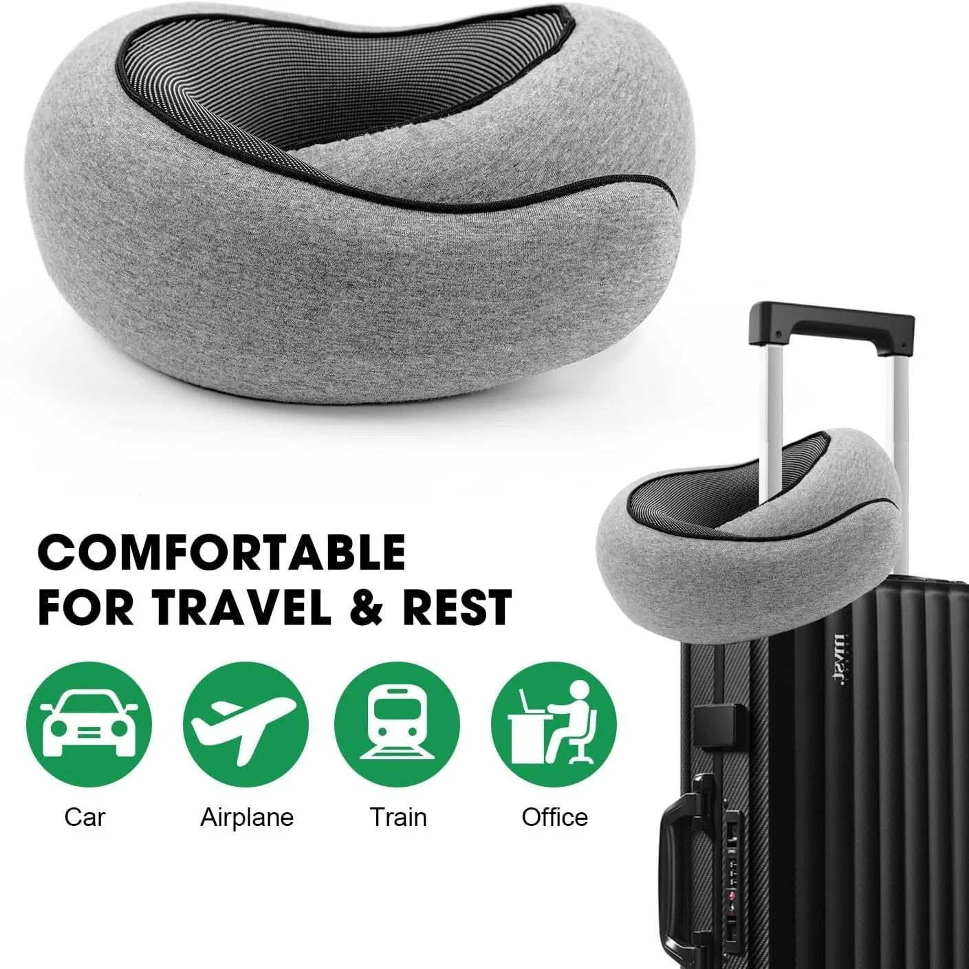 Portable Adjustable Travel Neck Pillow Memory Foam U-shaped Pillow Snail Style Travel Neck Support Soft Noon Break Sleep Pillow 6