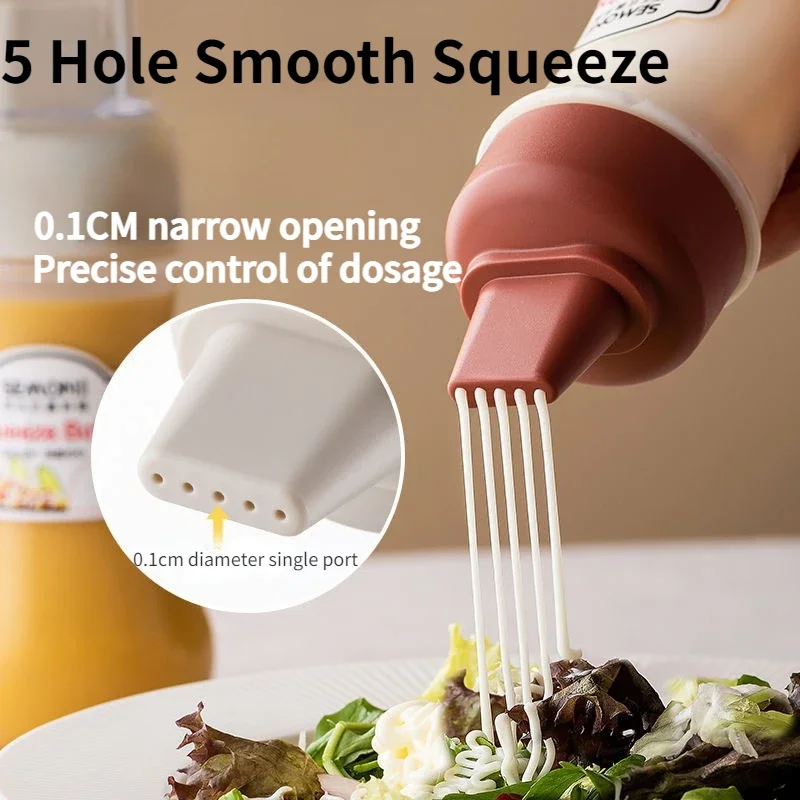 Porous Squeeze Sauce Bottle,350ML Tomato Honey Salad Dressing Container,Kitchen Condiment Dispenser for Ketchup,BBQ Sauces, Oil 1