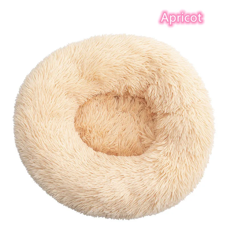 Super Soft Pet Cat Bed Plush Full Size Washable Calm Bed Donut Bed Comfortable Sleeping Artifact Suitable For All Kinds Of Cats – Apricot 24