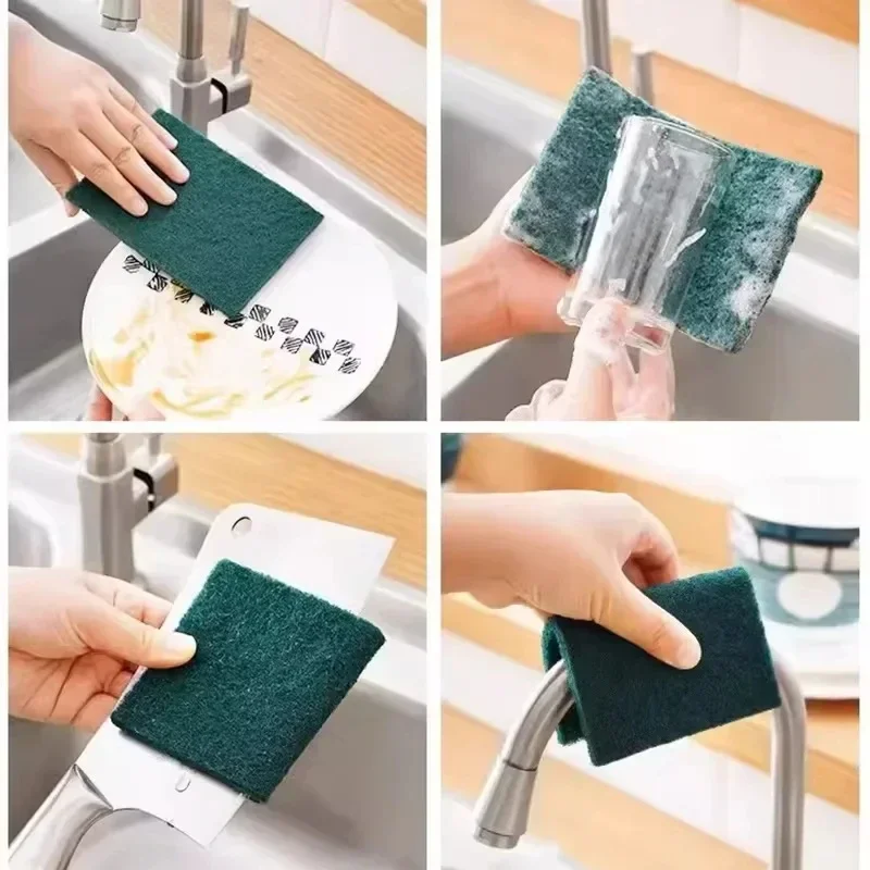 10/20/30 Pcs Scrub Pads Household Kitchen Oil Removal Dishwashing Pot Pads Scratch Free Multipurpose Reusable Cleaning Dishrag 5