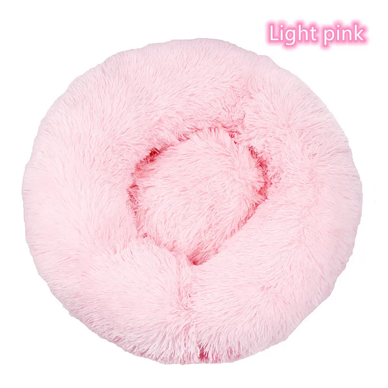 Super Soft Pet Cat Bed Plush Full Size Washable Calm Bed Donut Bed Comfortable Sleeping Artifact Suitable For All Kinds Of Cats – Light PinK 21