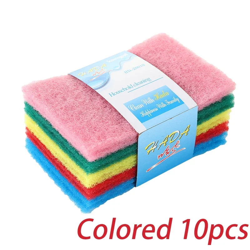 10/20/30 Pcs Scrub Pads Household Kitchen Oil Removal Dishwashing Pot Pads Scratch Free Multipurpose Reusable Cleaning Dishrag – Colored 8