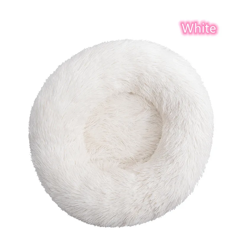 Super Soft Pet Cat Bed Plush Full Size Washable Calm Bed Donut Bed Comfortable Sleeping Artifact Suitable For All Kinds Of Cats – White 15