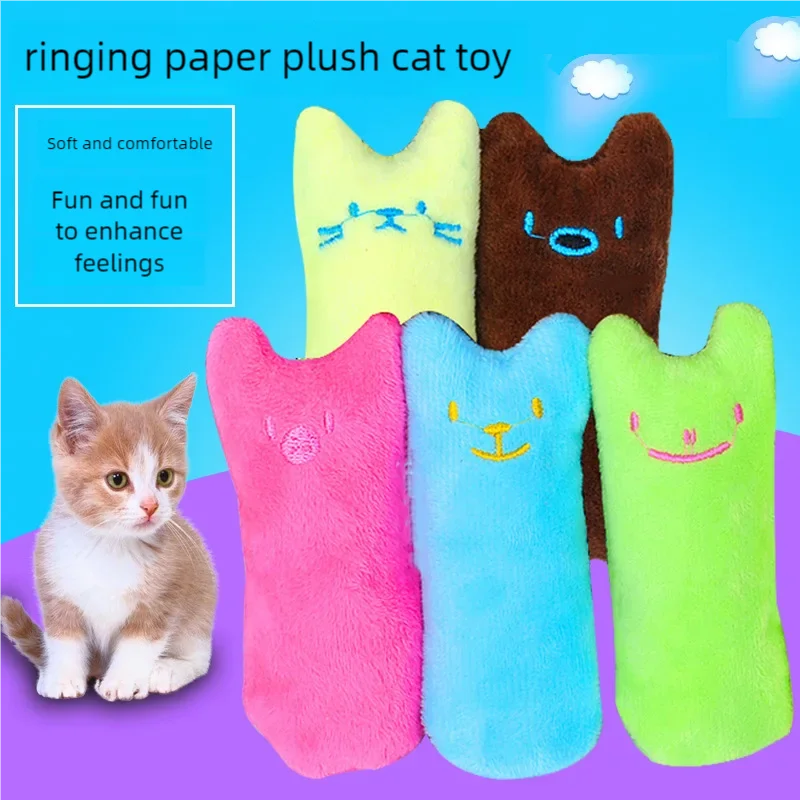 Teeth Grinding Catnip Toys Funny Interactive Plush Cat Toy Pet Kitten Chewing Vocal Toy Claws Thumb Bite Cat mint For Cats 2