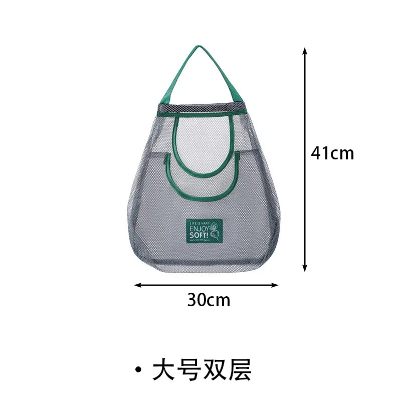 Reusable Storage Bags Kitchen Hanging Mesh Bag Home Fruit And Vegetable Storage Net Bag For Ginger Garlic Potatoes Onions – large Double Bag 6