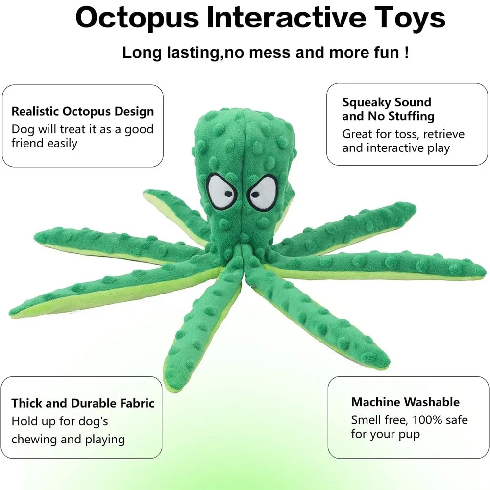Dog Vocal Toys Octopus Non-stuffed Soft Plush Toy Puppy Educational Teething Chew Toys Pet Supplies for Small Medium Dogs 3