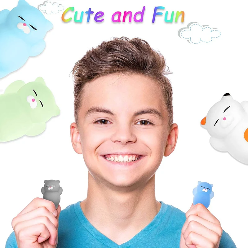 20 PCS Random Kawaii Mochi Squishy Fidget Toy Mini Cute Soft Cat Anti Stress Reliever Sensory Squeeze Xmas Gift for Adult Kid 4