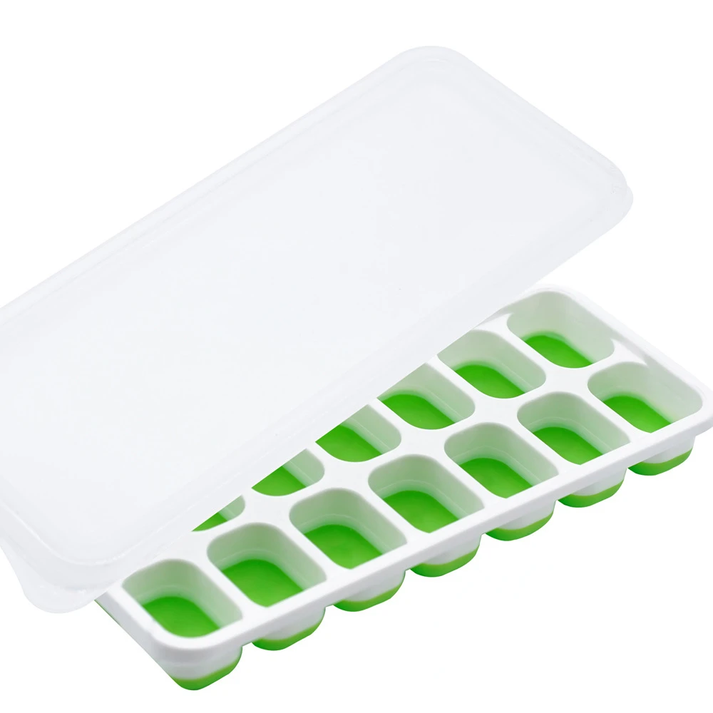 14 Grid Ice Cube Tray Silicone Mold Square Ice Cube Tray Mold Ice Cube Maker Non-toxic Durable Bar Pub Wine Ice Blocks Maker – Green 3
