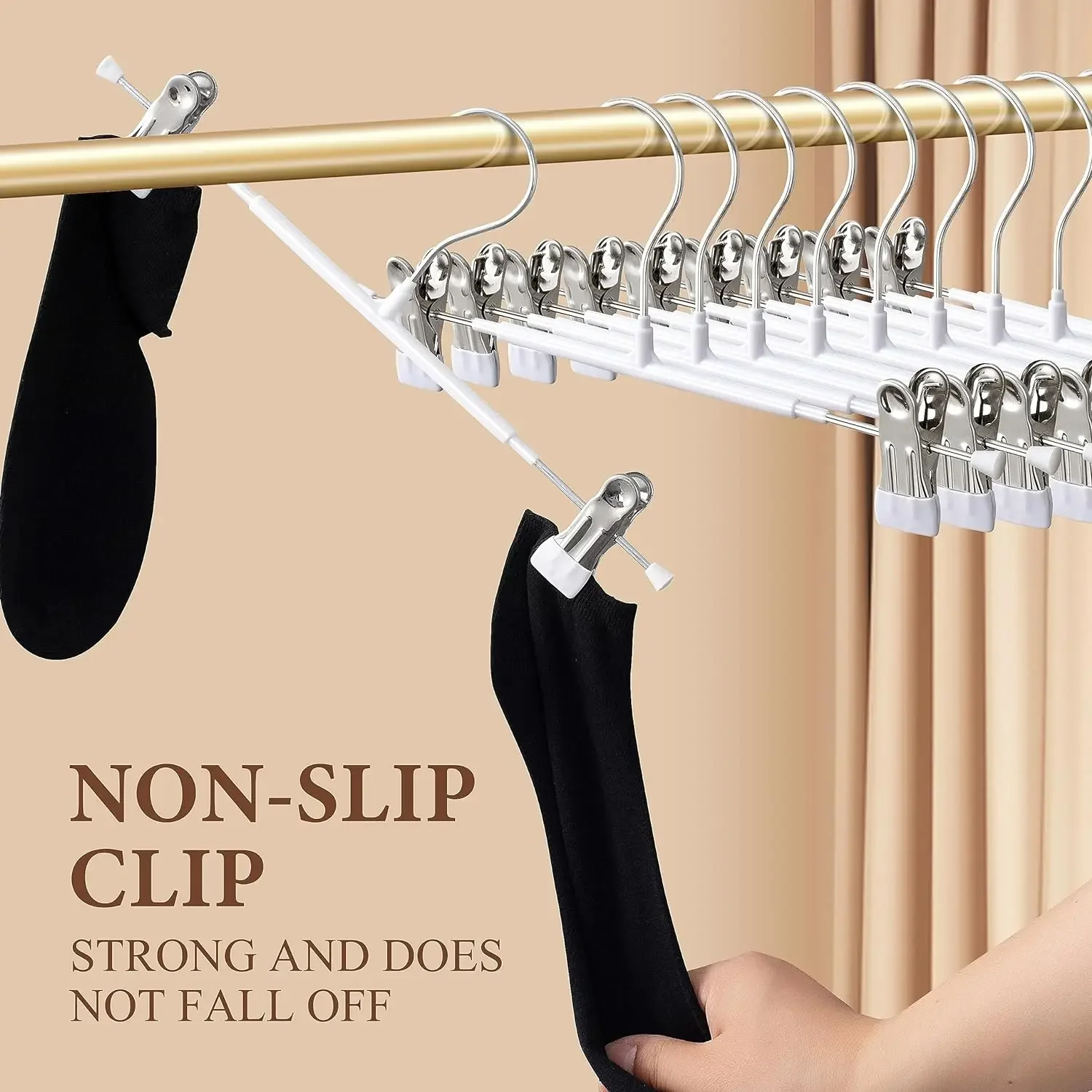 Pants Hangers with Clips 5/10Pack Adjustable SkirtHangers for Women Non-Slip Trousers Hanger for Jeans Clothes Hangers for Pants 12
