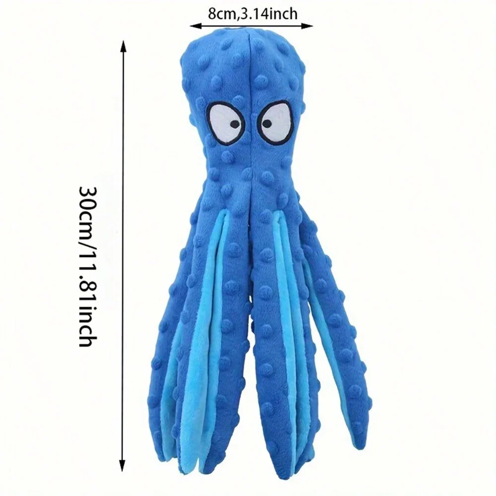 Dog Vocal Toys Octopus Non-stuffed Soft Plush Toy Puppy Educational Teething Chew Toys Pet Supplies for Small Medium Dogs – Blue 7