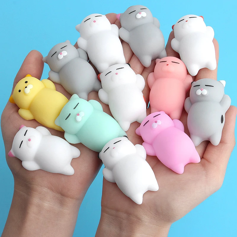 20 PCS Random Kawaii Mochi Squishy Fidget Toy Mini Cute Soft Cat Anti Stress Reliever Sensory Squeeze Xmas Gift for Adult Kid 2