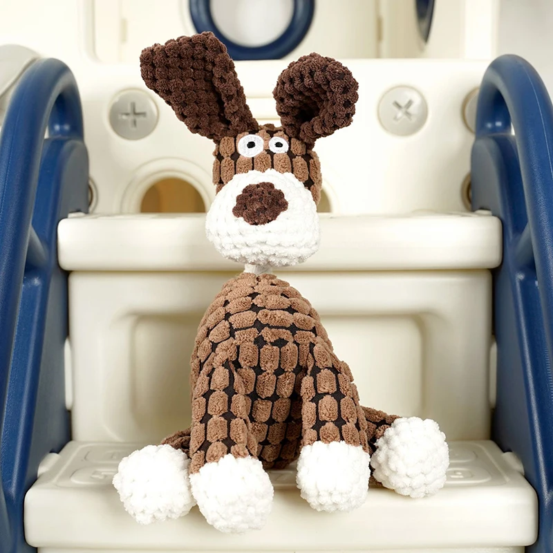 Dog Sounding Toy Molar Training Decompress Interactive Bite Resistant Donkey Shape Plush Toys Pet Dog Supplies – Coffee color 6