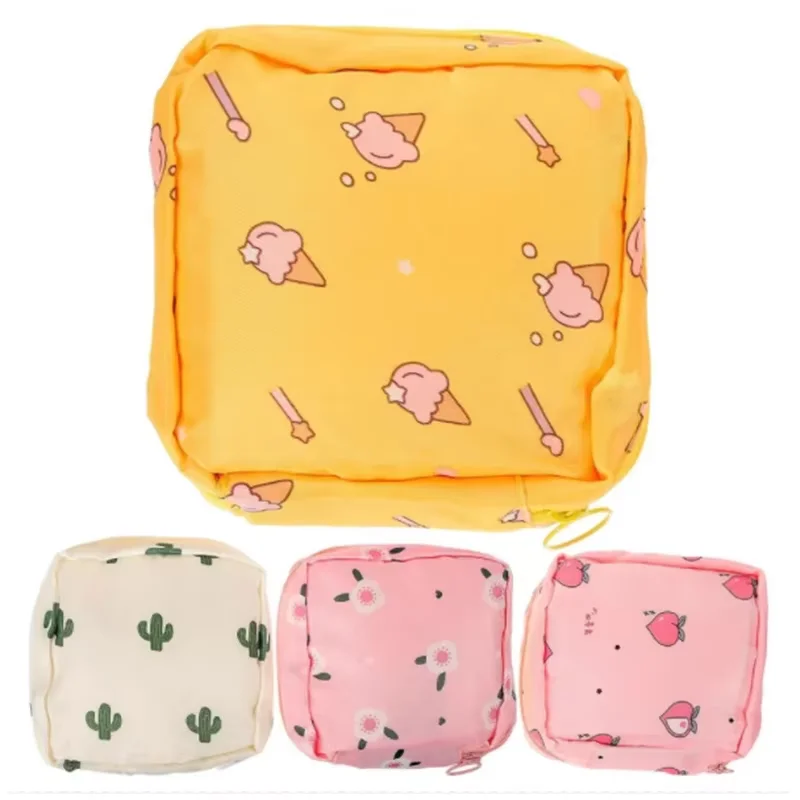 Women Sanitary Napkin Tampon Storage Bag Portable Waterproof Organizer Pouch Cartoon Pattern Sanitary Napkin Bag – 4PCS 11