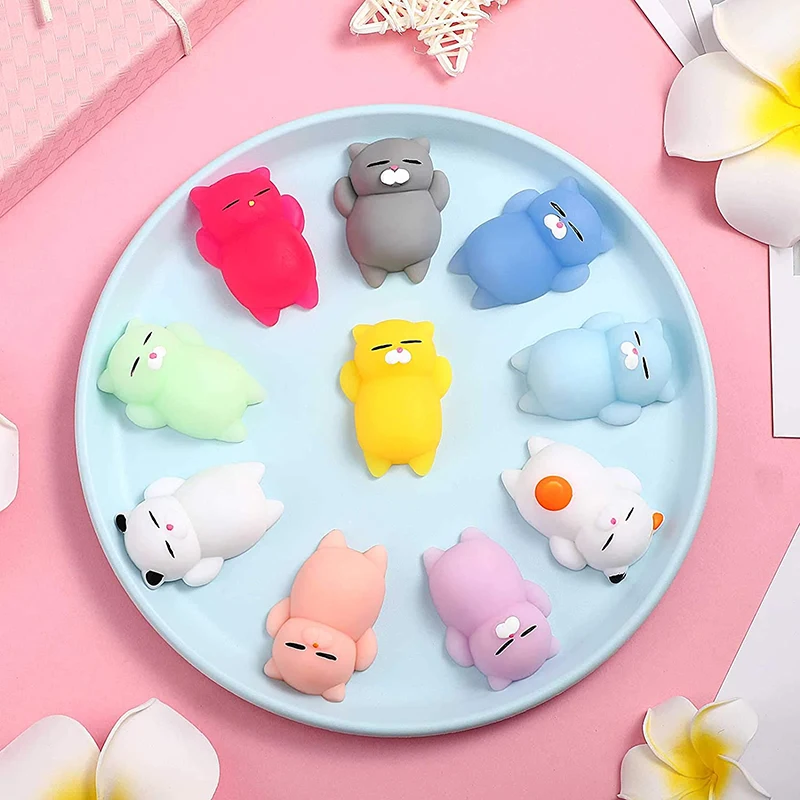 20 PCS Random Kawaii Mochi Squishy Fidget Toy Mini Cute Soft Cat Anti Stress Reliever Sensory Squeeze Xmas Gift for Adult Kid 6