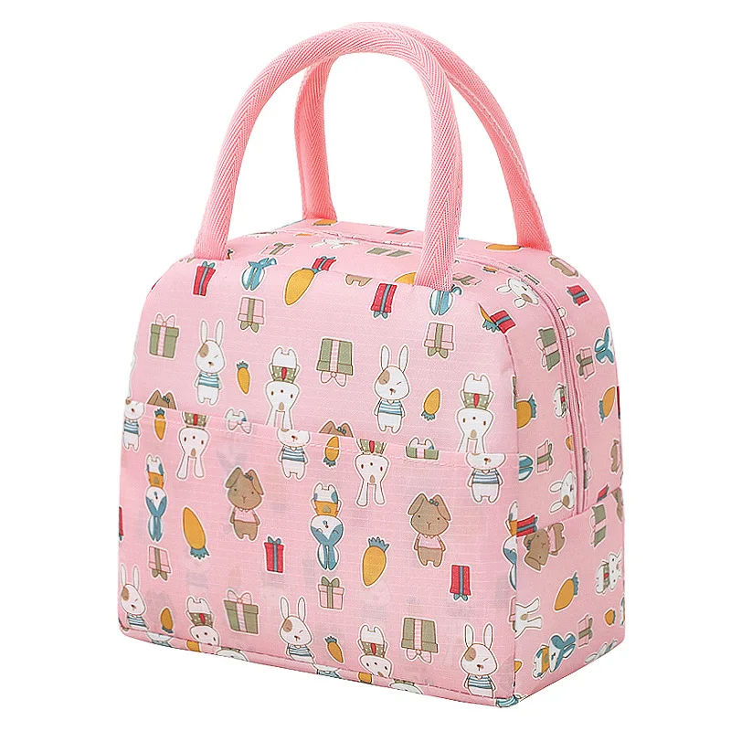 Colorful Insulated Large Capacity Lunch Bag with Aluminum Foil Thickened Bento Bag, Insulated Lunch and Storage Bag – Pink Rabbit 4