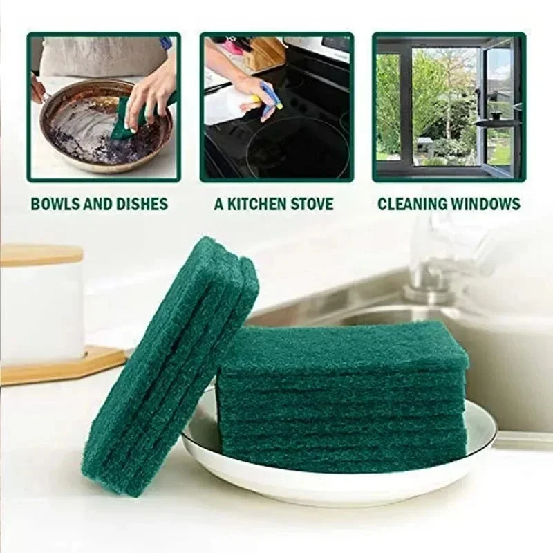 10/20/30 Pcs Scrub Pads Household Kitchen Oil Removal Dishwashing Pot Pads Scratch Free Multipurpose Reusable Cleaning Dishrag 2