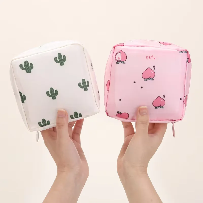 Women Sanitary Napkin Tampon Storage Bag Portable Waterproof Organizer Pouch Cartoon Pattern Sanitary Napkin Bag – 2PCS 7