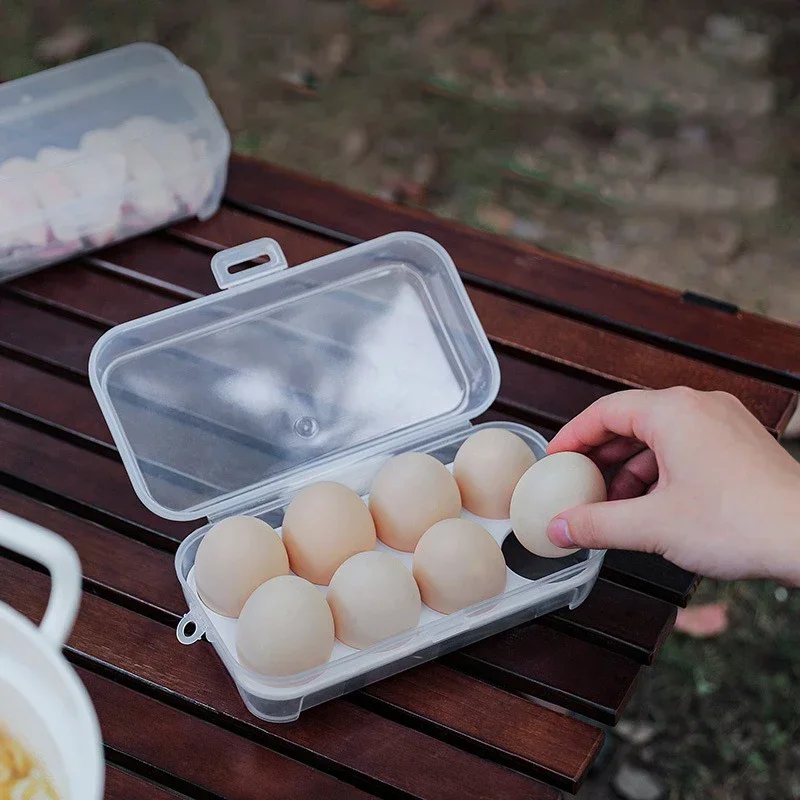 Portable Shockproof Eggs Box 3/4/8 Grids Storage Container Egg Holder Transparent Kitchen Organizer for Outdoor Camping Picnic 4