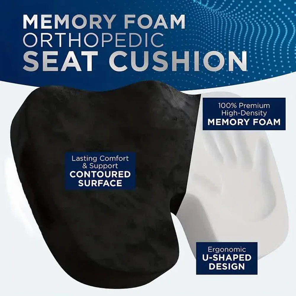 Travel Seat Cushion Memory Foam U-Shaped Pillow for Chair Cushion Pad Car Office Hip Support Massage Orthopedic Pillow 7