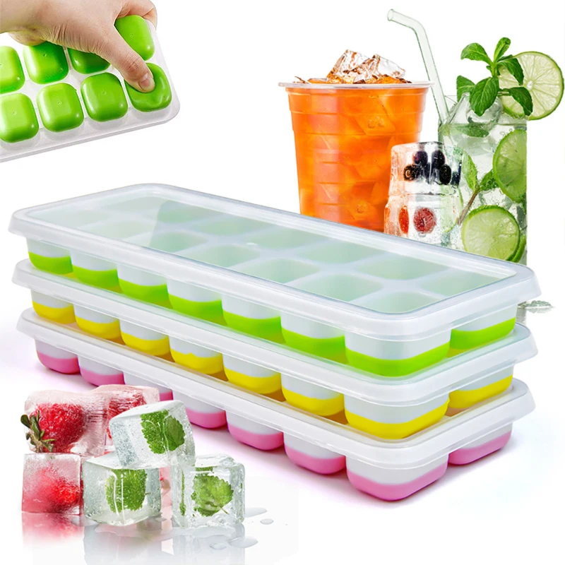 14 Grid Ice Cube Tray Silicone Mold Square Ice Cube Tray Mold Ice Cube Maker Non-toxic Durable Bar Pub Wine Ice Blocks Maker 5