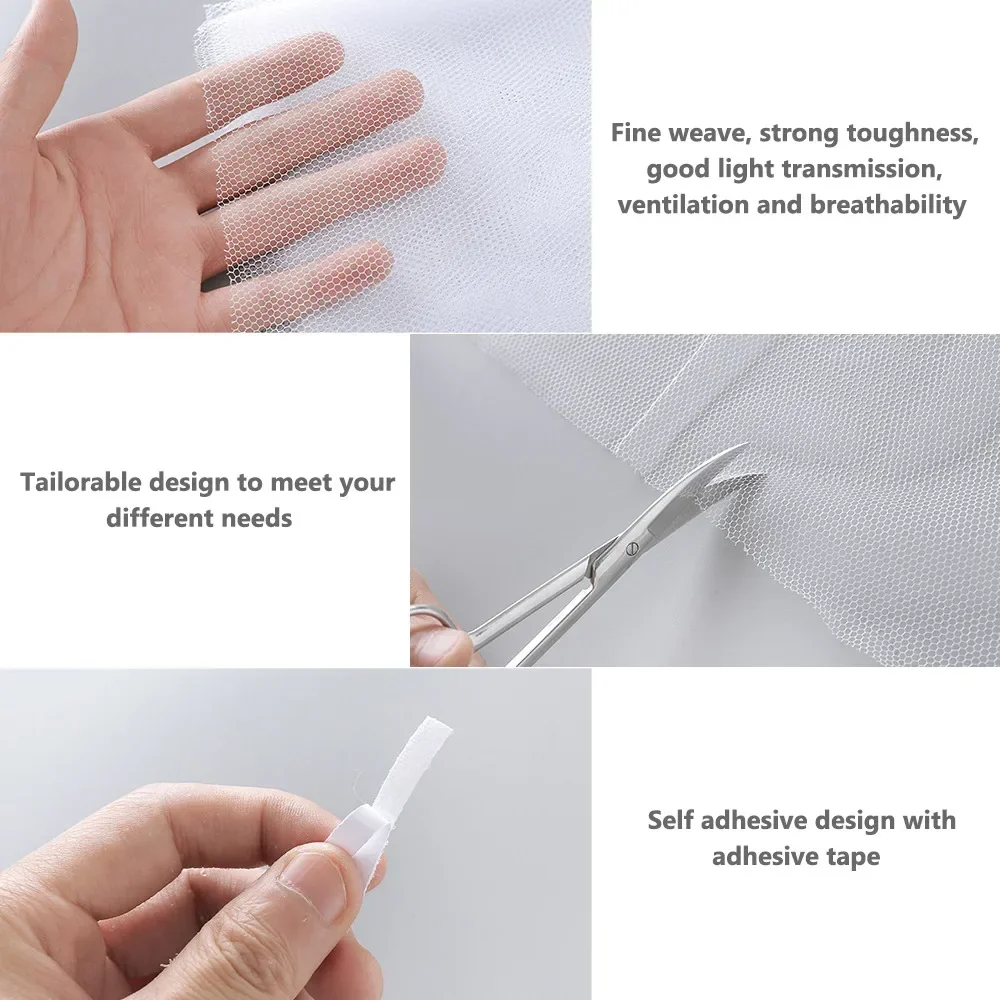Anti Fly Mosquito Net DIY Self-Adhesive Fly Mosquito Window Net Mesh Mosquito Insect Bug Net Curtains for Windows 6