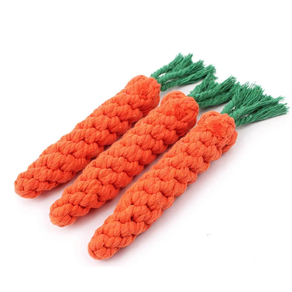 1Pcs Carrot Dog Bite Rope Pet Dog Toys Safe Durable Braided Bite Dog Chew Toys Resistant Puppy Molar Cleaning Teeth Cotton Rope 9