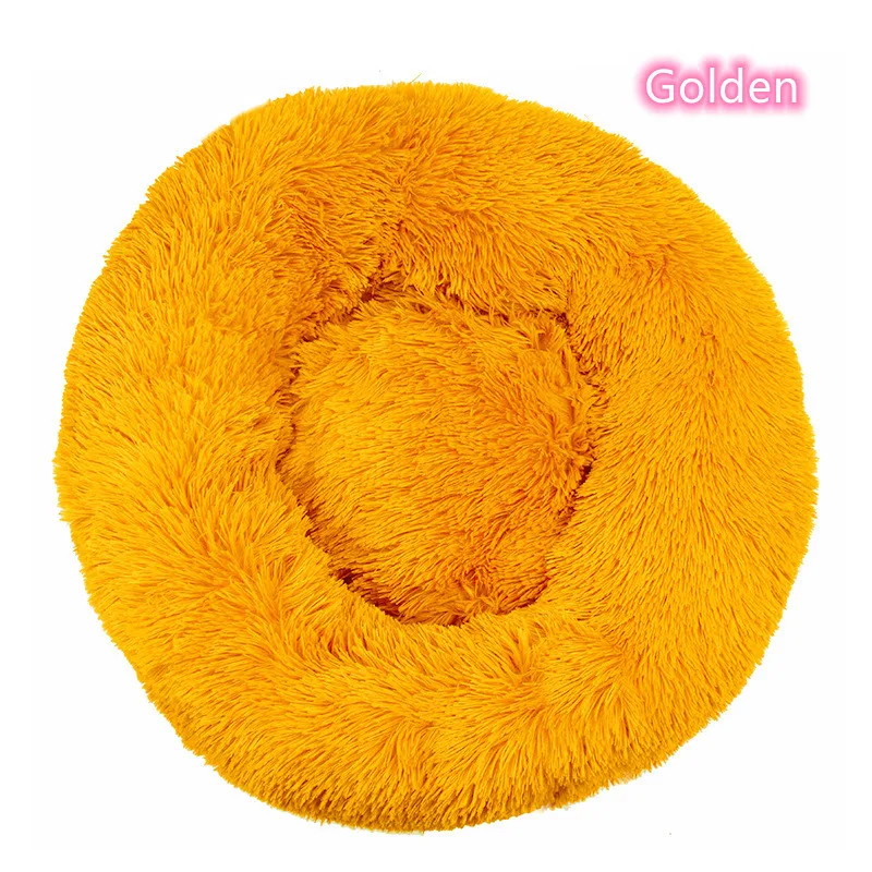 Super Soft Pet Cat Bed Plush Full Size Washable Calm Bed Donut Bed Comfortable Sleeping Artifact Suitable For All Kinds Of Cats – Golden 25