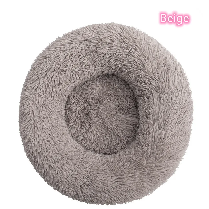 Super Soft Pet Cat Bed Plush Full Size Washable Calm Bed Donut Bed Comfortable Sleeping Artifact Suitable For All Kinds Of Cats – Beige 19