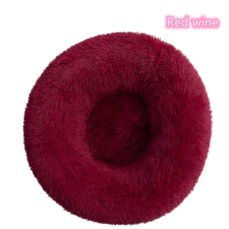Super Soft Pet Cat Bed Plush Full Size Washable Calm Bed Donut Bed Comfortable Sleeping Artifact Suitable For All Kinds Of Cats – Read Wine 5