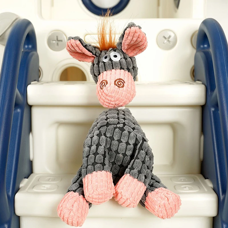 Dog Sounding Toy Molar Training Decompress Interactive Bite Resistant Donkey Shape Plush Toys Pet Dog Supplies – pink 5