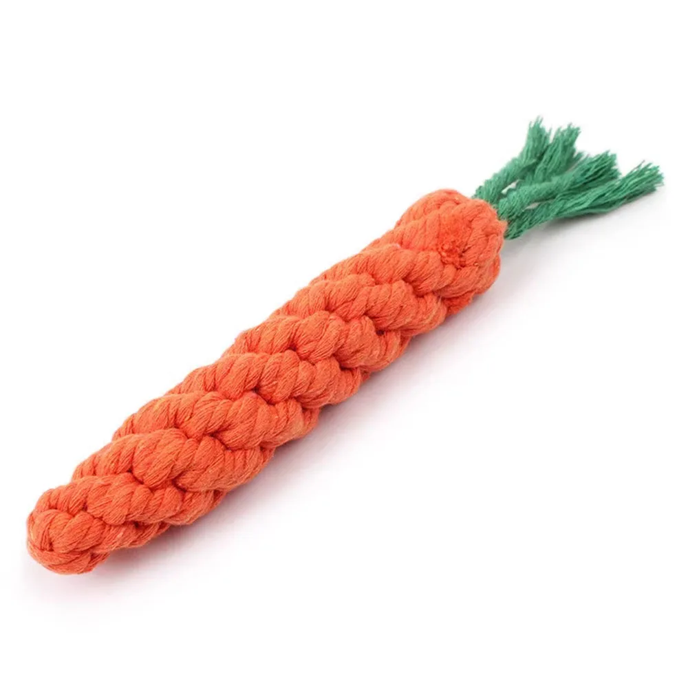 1Pcs Carrot Dog Bite Rope Pet Dog Toys Safe Durable Braided Bite Dog Chew Toys Resistant Puppy Molar Cleaning Teeth Cotton Rope – A-23cm 5