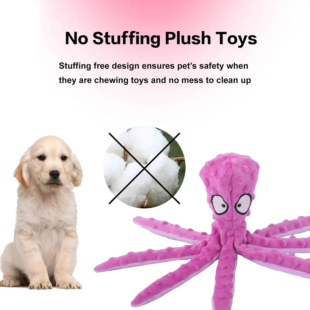 Dog Vocal Toys Octopus Non-stuffed Soft Plush Toy Puppy Educational Teething Chew Toys Pet Supplies for Small Medium Dogs 6