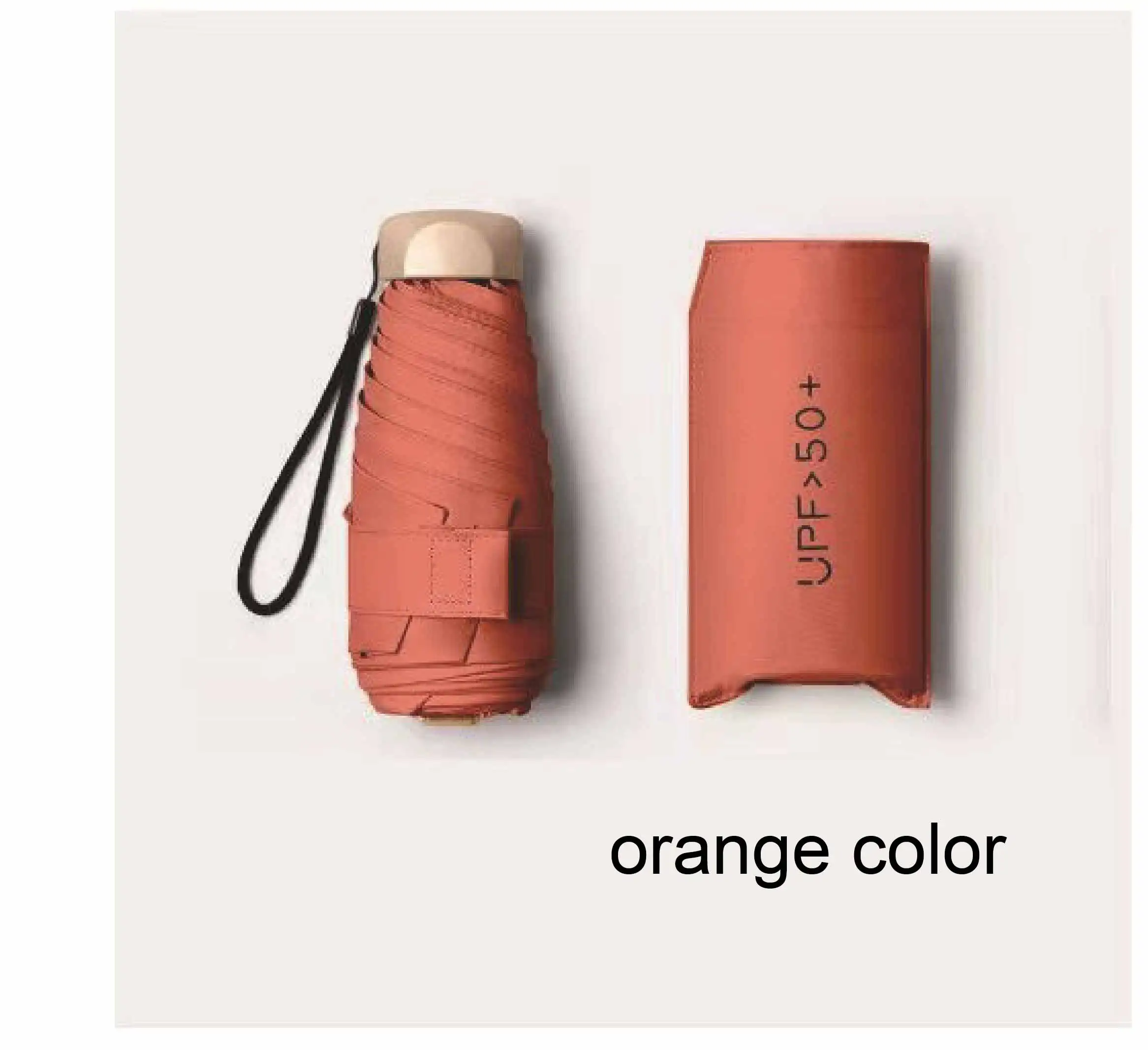 Mini five-fold umbrella sun protection sun umbrella sun protection anti-ultraviolet small and portable men and women fashion sun – orange color 2