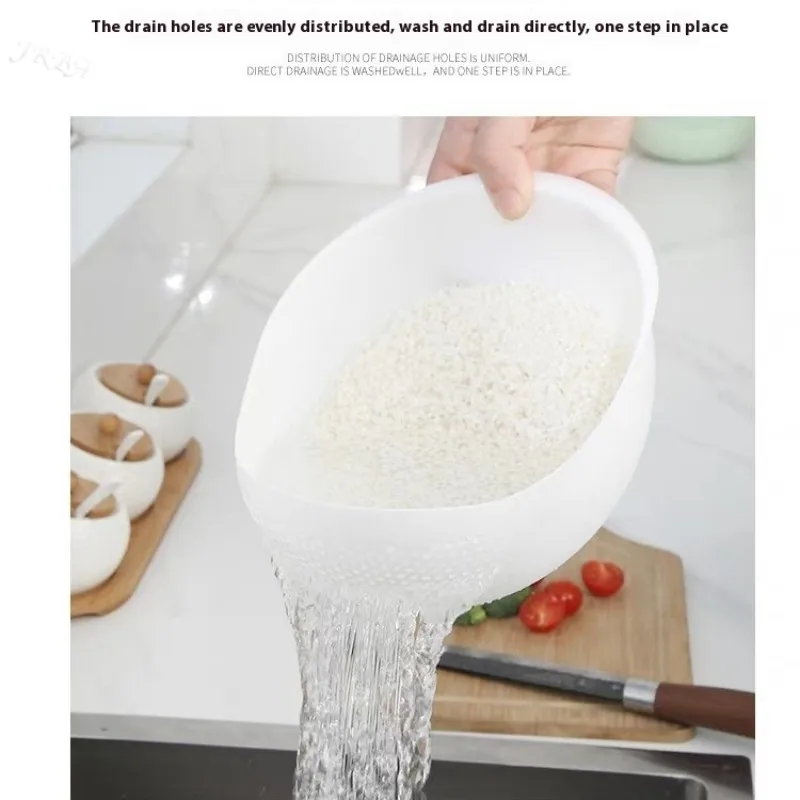 1PC-Plastic Colander Rice Bowl Drain Basket Fruit Bowl Washing Drain Basket with Handle Washing Basket Home Kitchen Organizer 1