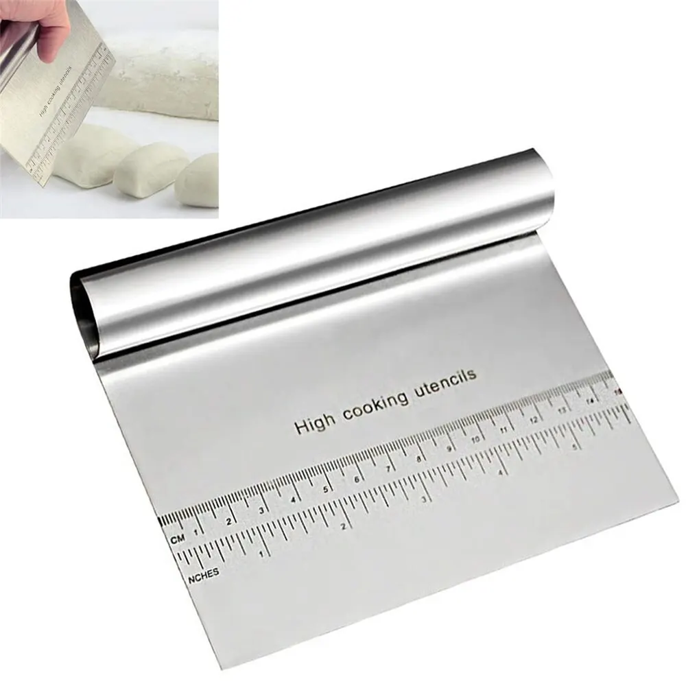 Stainless Steel Dough Pastry Scraper Pizza Cutter Chopper with Measuring Scale Multipurpose Cake Bread Separator Scale Knife 7